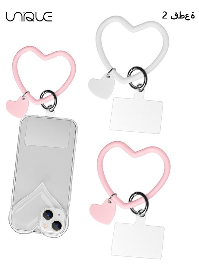 Unique - Heart Loop Phone Lanyard with Key Chain Holder, Versatile & Comfortable Smartphone Wrist Strap, Ideal for Outdoor Activities, Compatible with Most Smartphones, 4 Packs Back Patch Included - Image 1