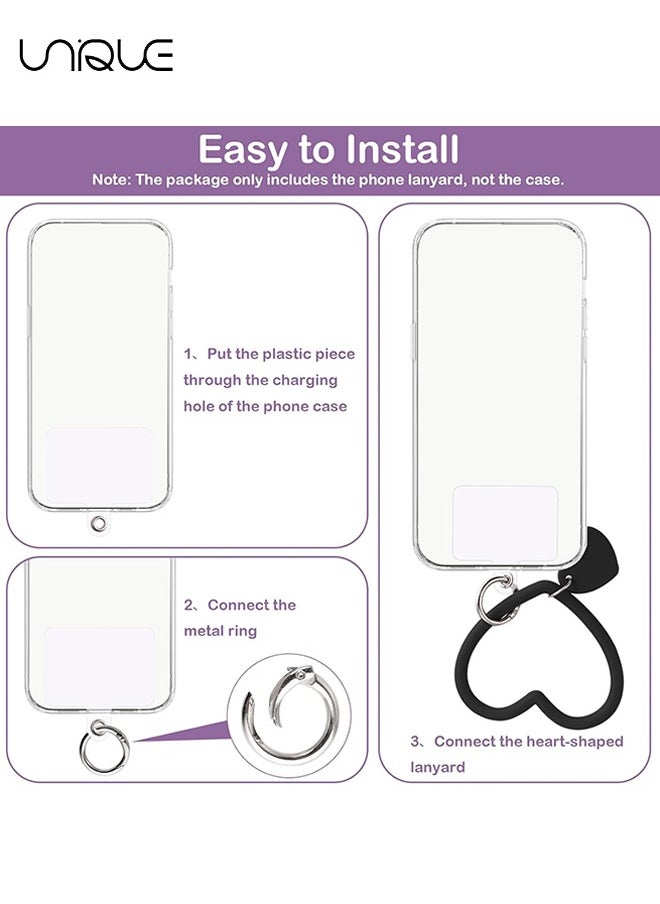 Unique - Heart Loop Phone Lanyard with Key Chain Holder, Versatile & Comfortable Smartphone Wrist Strap, Ideal for Outdoor Activities, Compatible with Most Smartphones, 4 Packs Back Patch Included - Image 1