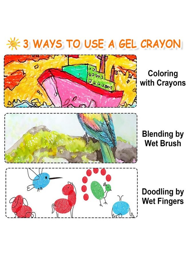 شاتل أرت مجموعة أقلام تلوين جل 48 لونًا للأطفال الصغار، مجموعة أقلام تلوين غير سامة قابلة للالتواء مع فرشاة واحدة وحقيبة قابلة للطي للأطفال، ألوان تلوين باستيل تأثير ألوان مائية مثالية لزجاج النوافذ الورقية - Image 3