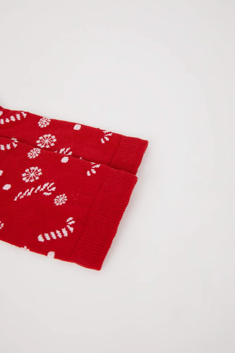 ديفاكتو Woman New Year Themed Globe Cotton Long Socks