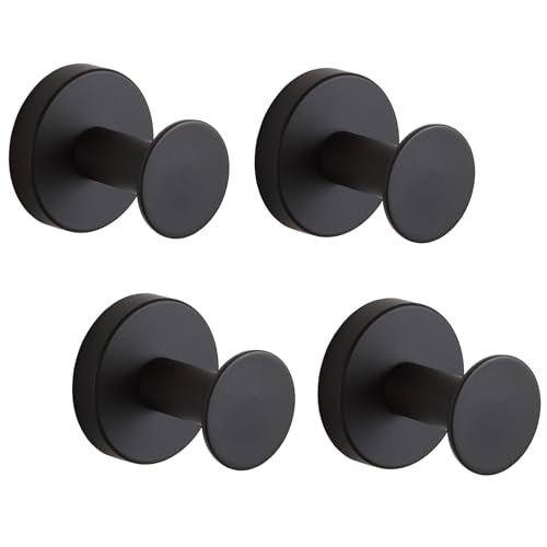 Orlif Bath Towel Hooks for Bathroom,4 Pack SUS304 Stainless Steel Robe Towel Hook Clothes Hook Home Storage Hooks Black Towel Hook Wall Mounted - Image 1
