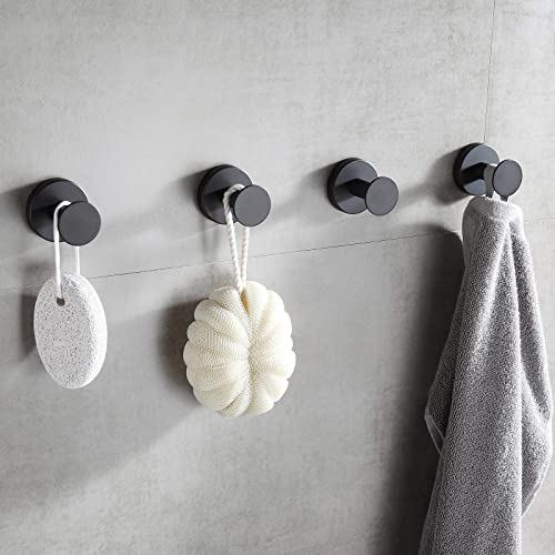 Orlif Bath Towel Hooks for Bathroom,4 Pack SUS304 Stainless Steel Robe Towel Hook Clothes Hook Home Storage Hooks Black Towel Hook Wall Mounted - Image 3