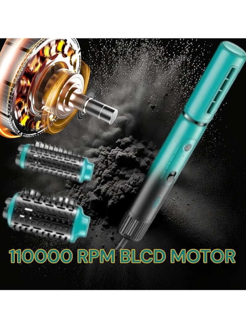 في جي آر 3 in 1 Hair Styler V-689 , for stylish and easy hair styling, combines hair drying, straightening, and curling in one device, interchangeable rotating brush heads (curling brush, volumizing brush), negative ion technology to protect hair and cold air feature to fix the style, ideal for use at home, while traveling, and hair salons green - Image 5