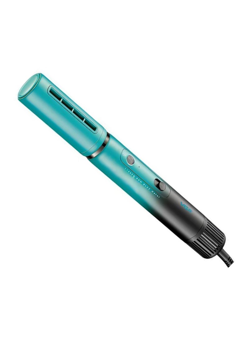 في جي آر 3 in 1 Hair Styler V-689 , for stylish and easy hair styling, combines hair drying, straightening, and curling in one device, interchangeable rotating brush heads (curling brush, volumizing brush), negative ion technology to protect hair and cold air feature to fix the style, ideal for use at home, while traveling, and hair salons green - Image 1