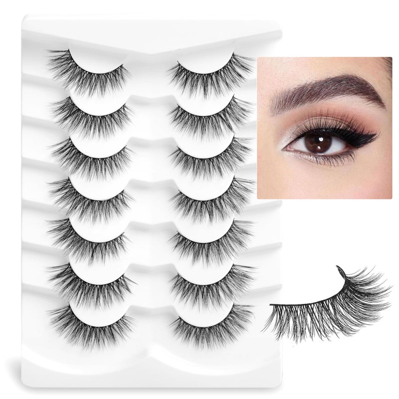 Onlyall Natural Lashes Wispy Lashes Natural Look False Eyelashes Natural Flared Eyelashes False Eye Lashes Soft Fluffy Lashes 7 Pairs D6 Volume-13mm - Image 1
