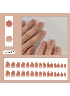 Elegant Gradient Nude Press-on Nails W1657 solid color smudge [glue style]
