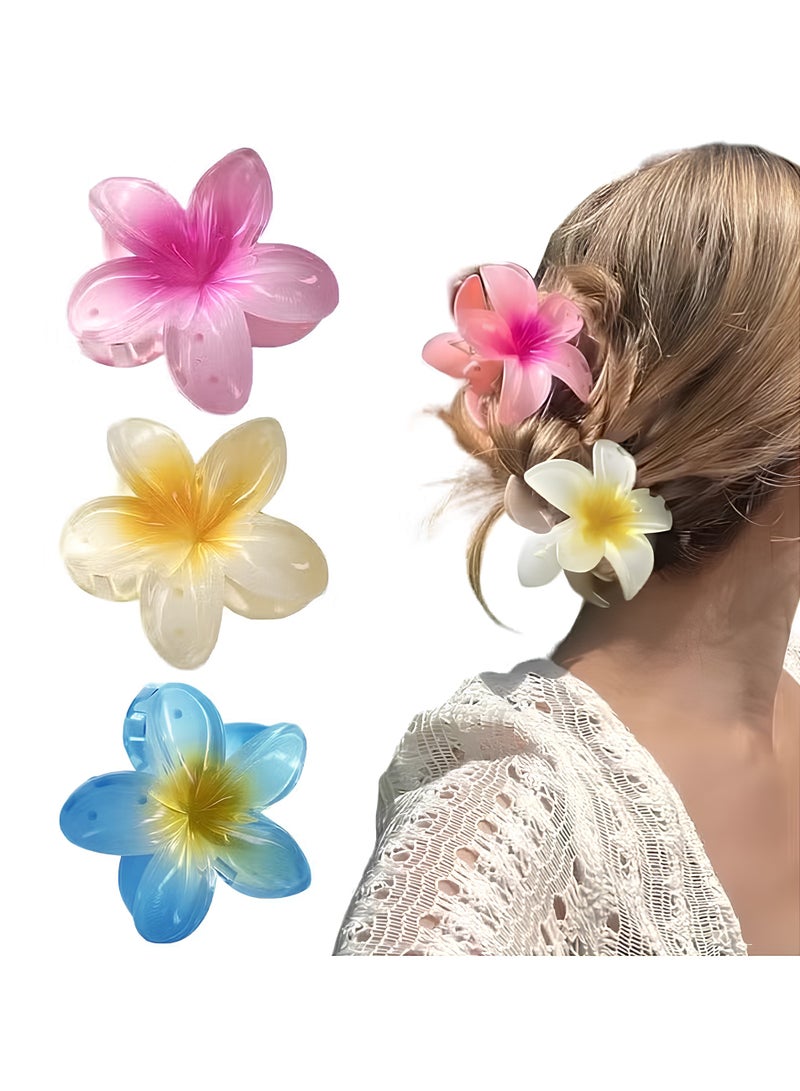 Generic 3 Pcs Flower Hair Clip, Strong Hold Nonslip Hair Clips, Hair Accessories for Holiday Gifts Accessory For Women Ponytails (Yellow+Blue+Pink)  - Image 1