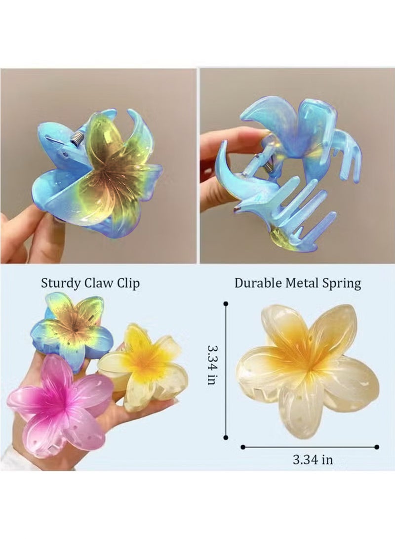 Generic 3 Pcs Flower Hair Clip, Strong Hold Nonslip Hair Clips, Hair Accessories for Holiday Gifts Accessory For Women Ponytails (Yellow+Blue+Pink)  - Image 3