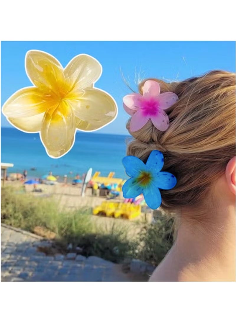 Generic 3 Pcs Flower Hair Clip, Strong Hold Nonslip Hair Clips, Hair Accessories for Holiday Gifts Accessory For Women Ponytails (Yellow+Blue+Pink)  - Image 4