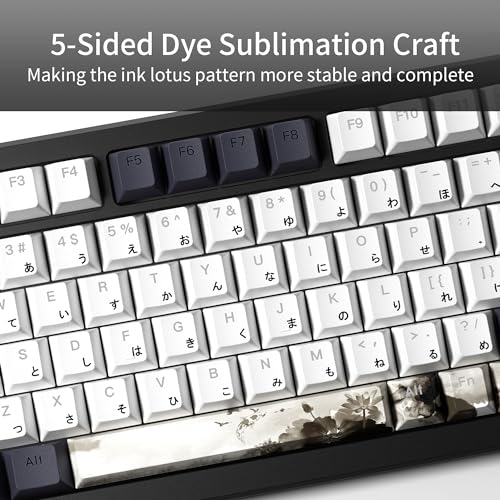 GMKWTL XVX Shine Through Keycaps, Japanese Ink Lotus Keycap Set, DoubleShot PBT Key caps with Dye-Sublimation, Cherry Profile Keyboard Keycaps for Gateron Cherry MX Switches Mechanical Keyboards - Image 3