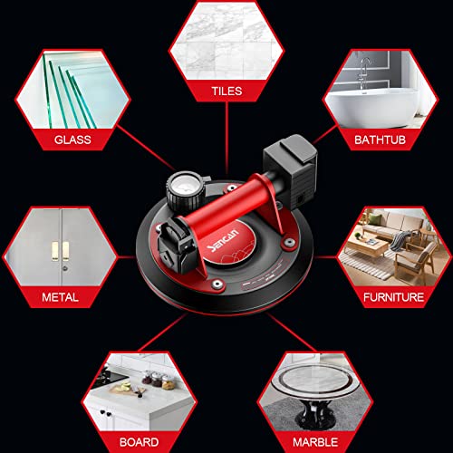 SENCAN 8" Glass Suction Cup with Metal Handle,Electric Vacuum Suction Cup Lifting Clamp,Heavy Duty Hand-held Vacuum Cup Glass Lifter with Power Grip for Glaziers,Movers,Builders,660lbs Load Capacity - Image 4