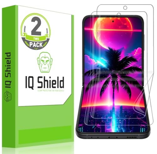 IQShield 2 Pack Screen Protector with Samsung Galaxy Z Flip 3 5G (Not Glass) Easy Install Ultra Thin Smudge Resistant Anti-Scratch Anti-Bubble Clear TPU Film - Image 1