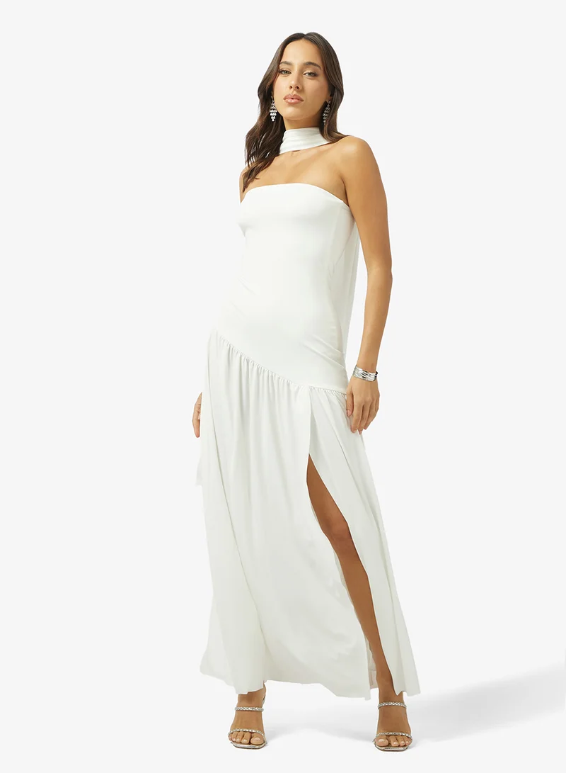 Ginger Bandeau Dropwaist Dress with Scarf