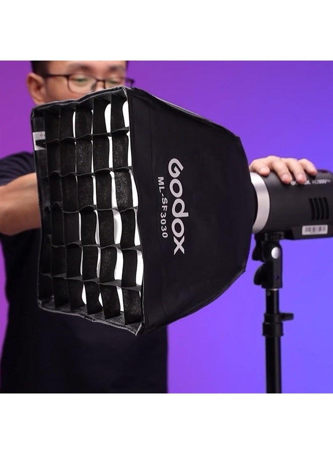 Godox ML-SF3030 Mount Softbox Compatible for AD300Pro AD400Pro ML30Bi ML60Bi LED Video Light for Photography Portrait ML-SF3030 - Image 1