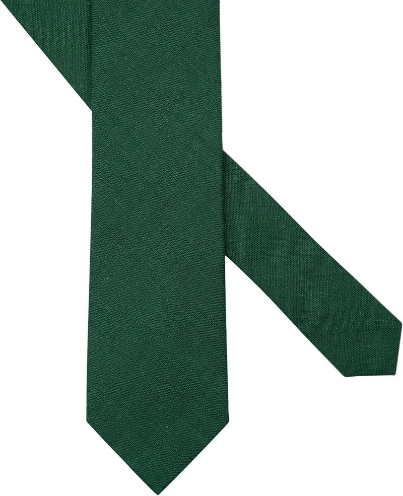 BELLUNO Men's Skinny Ties, Cotton Linen Blend 2.5 inch Solid Neckties - Image 3