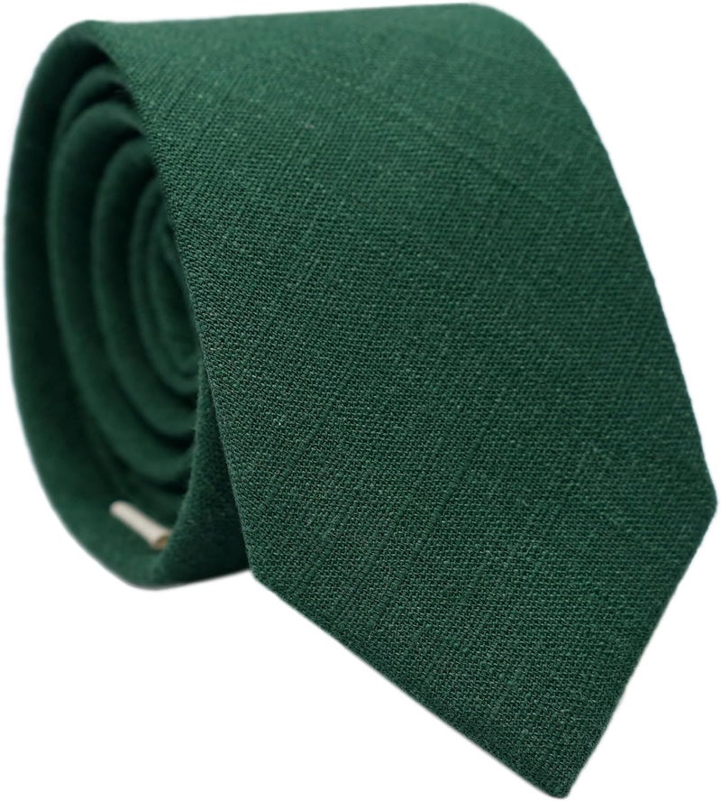 BELLUNO Men's Skinny Ties, Cotton Linen Blend 2.5 inch Solid Neckties - Image 1