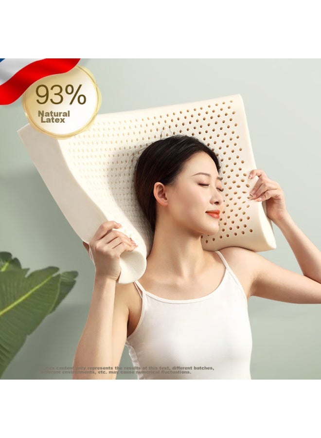 Fuanna Thai Imported Natural Latex Pillow, Upgraded Antibacterial Fabric, Wave Breathable Adult Cervical Pillow Core, 60*40cm - Image 2