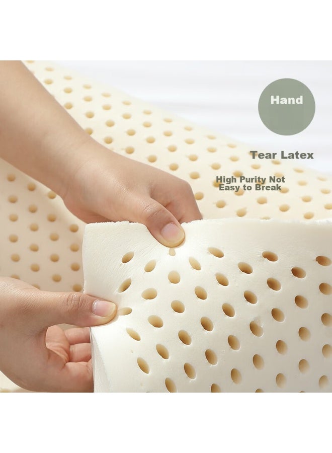 Fuanna Thai Imported Natural Latex Pillow, Upgraded Antibacterial Fabric, Wave Breathable Adult Cervical Pillow Core, 60*40cm - Image 5