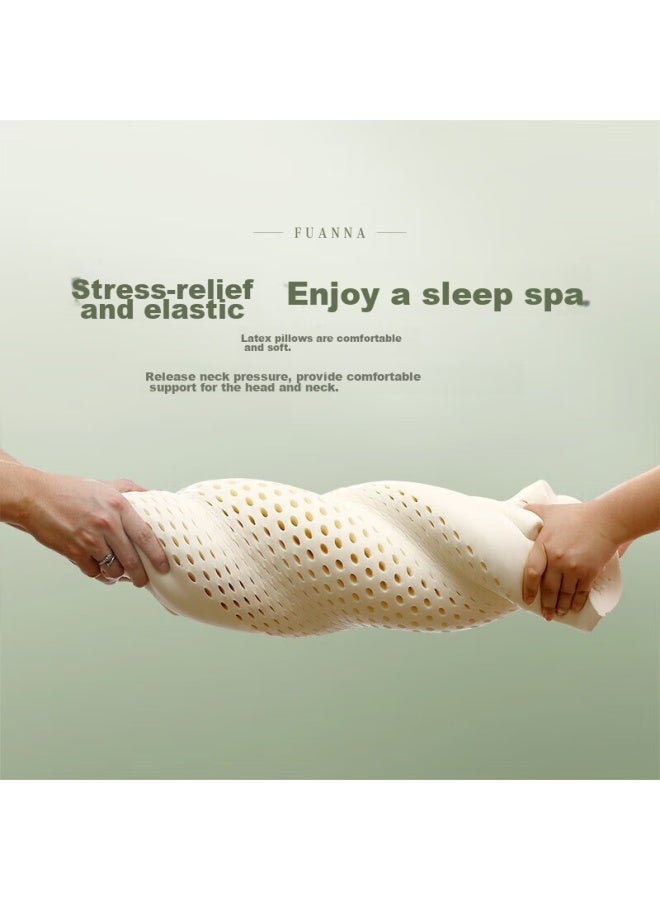 Fuanna Thai Imported Natural Latex Pillow, Upgraded Antibacterial Fabric, Wave Breathable Adult Cervical Pillow Core, 60*40cm - Image 3