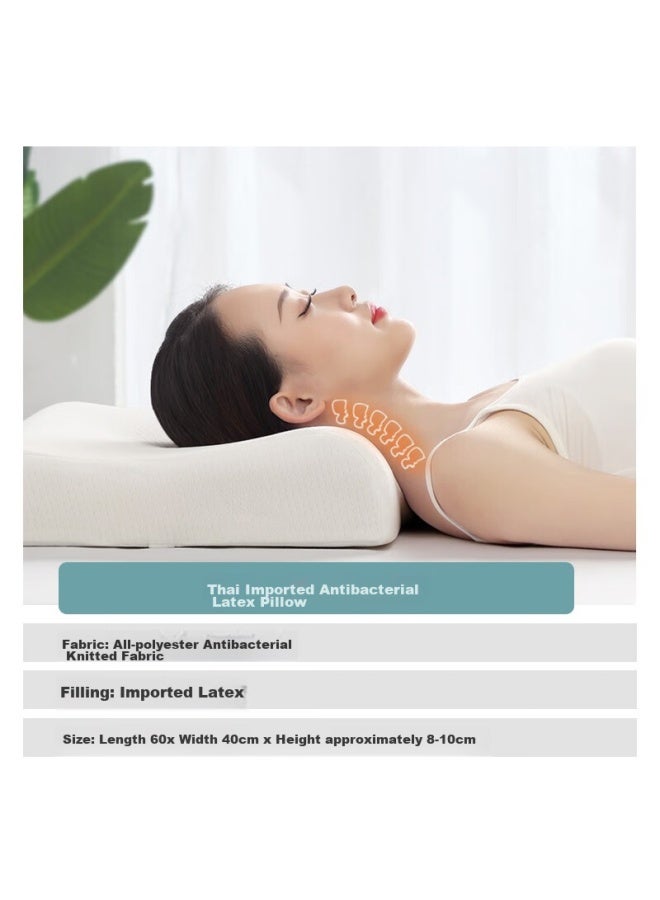 Fuanna Thai Imported Natural Latex Pillow, Upgraded Antibacterial Fabric, Wave Breathable Adult Cervical Pillow Core, 60*40cm - Image 1