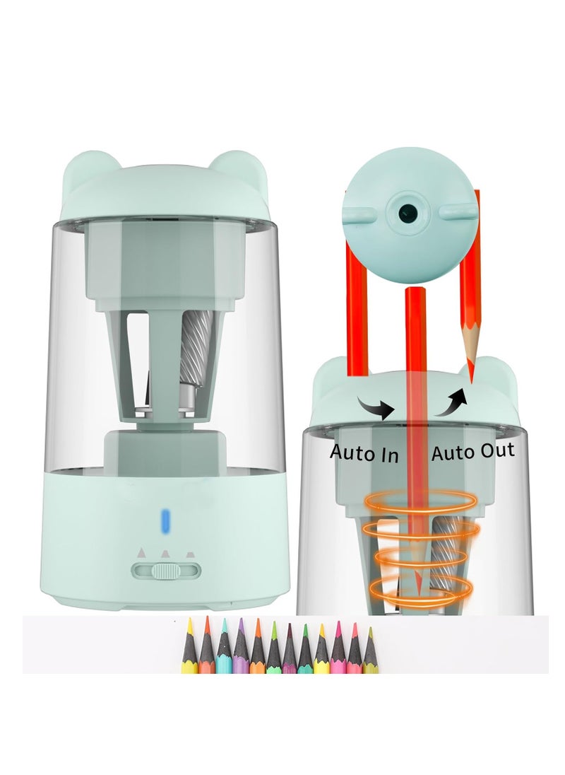 KASTWAVE Electric Pencil Sharpener, Fully Automatic Pencil Sharpener, Auto in & Out, Rechargeable Hands-Free Pencil Sharpener, for 6-7.8mm Colored Pencil, Fast Sharpening, No Uneven Tip, Ideal for Short Pencil  - Image 1