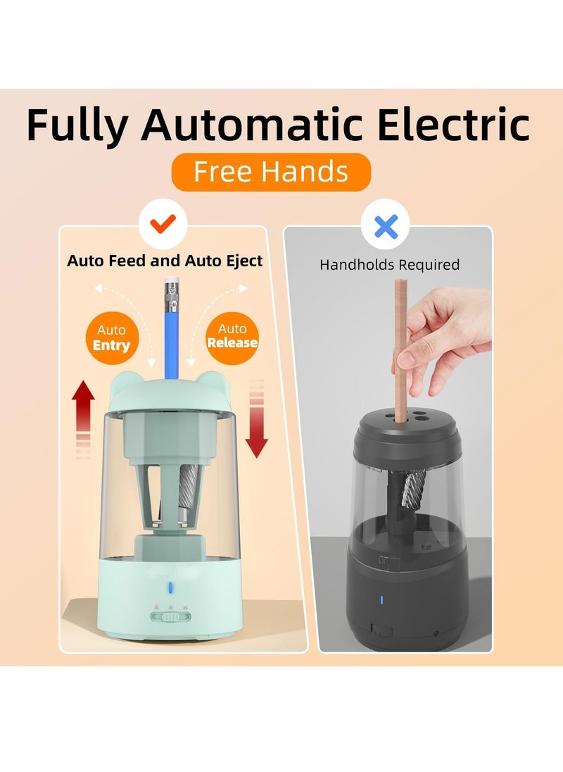 KASTWAVE Electric Pencil Sharpener, Fully Automatic Pencil Sharpener, Auto in & Out, Rechargeable Hands-Free Pencil Sharpener, for 6-7.8mm Colored Pencil, Fast Sharpening, No Uneven Tip, Ideal for Short Pencil  - Image 4