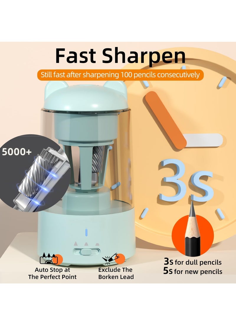 KASTWAVE Electric Pencil Sharpener, Fully Automatic Pencil Sharpener, Auto in & Out, Rechargeable Hands-Free Pencil Sharpener, for 6-7.8mm Colored Pencil, Fast Sharpening, No Uneven Tip, Ideal for Short Pencil  - Image 3