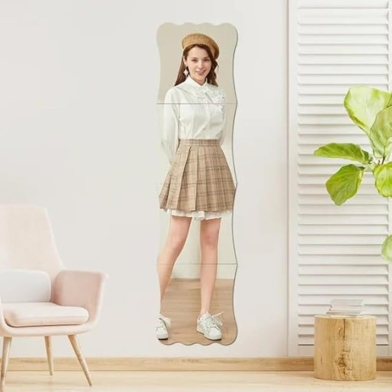 4PCS Flexible Mirror Sheets Self Adhesive Non Glass Mirror Stickers Full Length Wall Mirror Tiles Firm Full Length Mirror Wall Mounted Elegant Body Mirrors Versatile Acrylic - Image 2