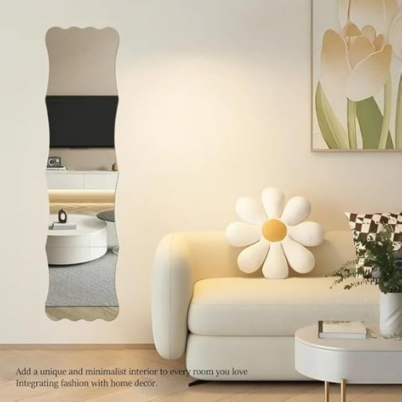 4PCS Flexible Mirror Sheets Self Adhesive Non Glass Mirror Stickers Full Length Wall Mirror Tiles Firm Full Length Mirror Wall Mounted Elegant Body Mirrors Versatile Acrylic - Image 4