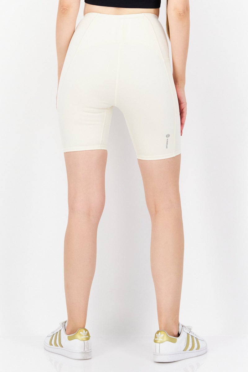 adidas Originals شورتات دراجات نسائية ضيقة الارتفاع من أديداس أوريجينالز × بارلي، كريمي - Image 2