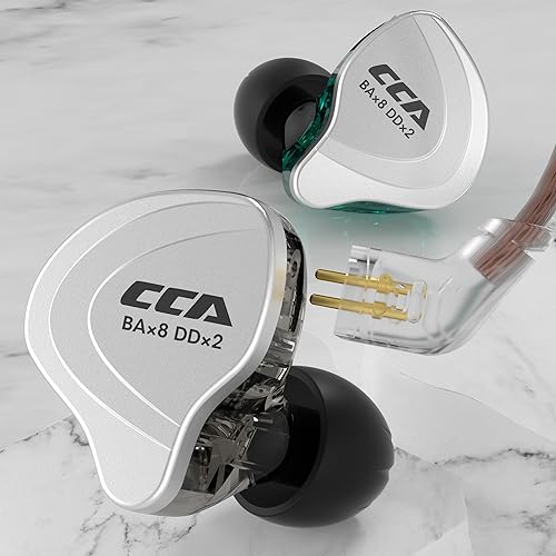 Kinboofi CCA C10 Wired Headphone, 4BA+1DD Hybrid HiFi in Ear Earbuds Monitor, Sports Stereo Noise Cancelling IEM Headphone with Detachable Cable for Singers (with Microphone, Cyan)…… - Image 4