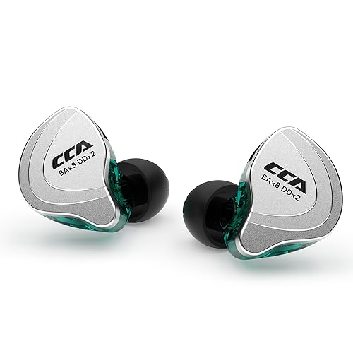Kinboofi CCA C10 Wired Headphone, 4BA+1DD Hybrid HiFi in Ear Earbuds Monitor, Sports Stereo Noise Cancelling IEM Headphone with Detachable Cable for Singers (with Microphone, Cyan)…… - Image 1