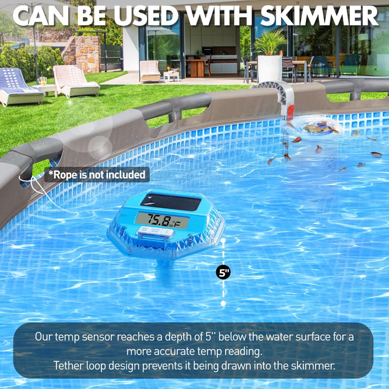 Pircaath 2025 Upgrade Digital Pool Thermometer Floating Easy Read, Solar Pool Thermometer with Dynamic Light Show, Large LCD Screen & IP68 Waterproof Pools Water Temperature Thermometers for Hot Tub - Image 5