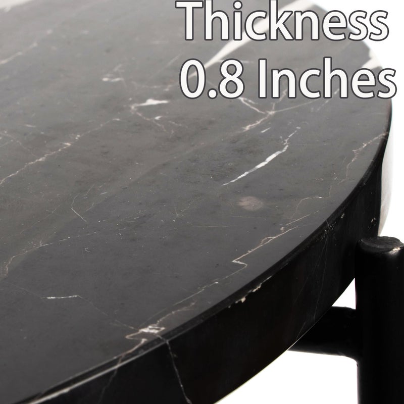 ALPOME Real Natural Marble Top Metal Round Side End Table, Modern Lightweiht Bedside Small Coffee Table for Living Room Bedroom Small Space Blackâ€¦ - Image 3