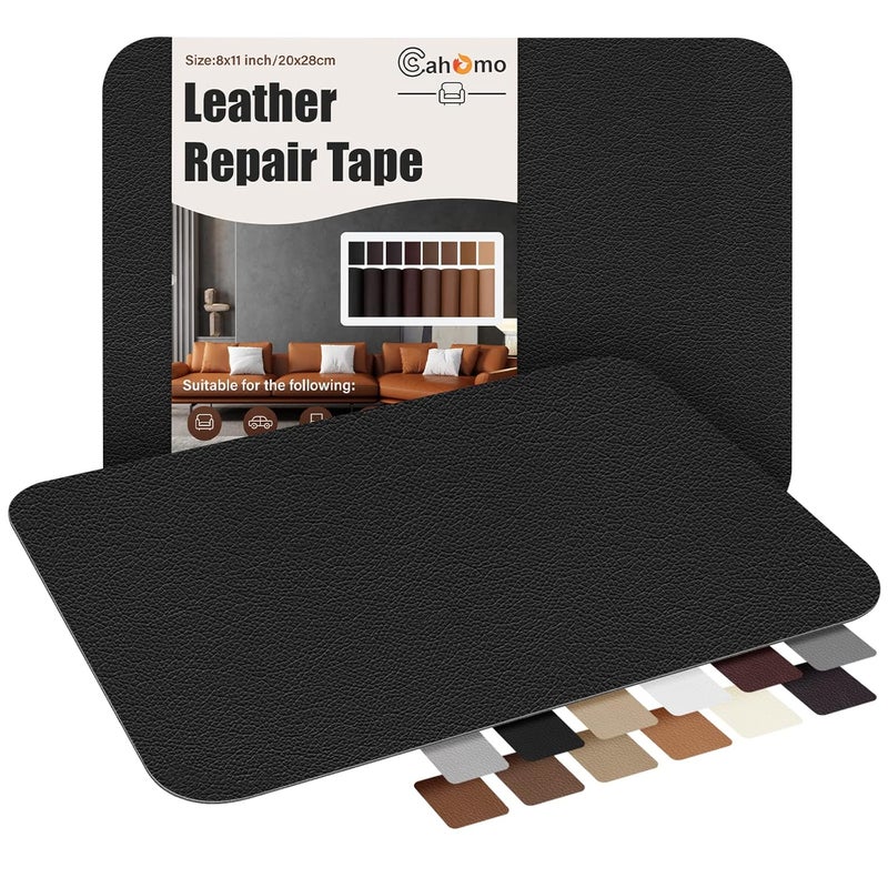 Cahomo Self-Adhesive Leather Repair Patches Tape for Couches - 8x11 inch, Vinyl & Leather Repair Kit for Furniture, Car Seats, Handbags, Jackets - Black - Image 1