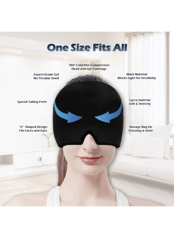 Generic Migraine Ice Head Wrap – Form-Fitting Cold Therapy Cap for Headache, Tension, Sinus & Stress Relief – Reusable Gel Compress Hat Mask  - Image 3