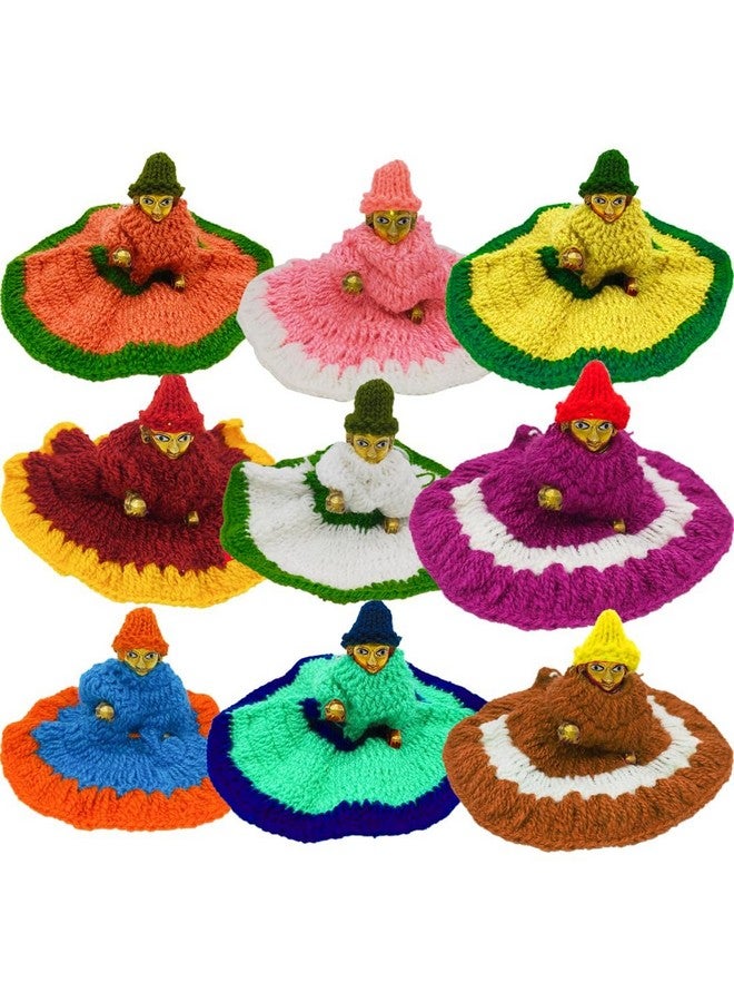 A & S Ventures Laddu Gopal Woolen Dress Size 0 Krishna Dress, Laddu Gopal Winter Dress Clothes Poshak Combo Set Mix Colour (Set of 9) - Image 1