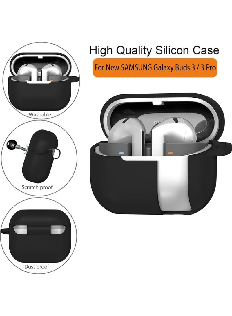 X-level for Samsung Galaxy Buds 3 Pro & Buds 3 Case Cover with Cleaner kit, Soft Silicone Protective Cover Skin with Keychain Men Women for Galaxy Buds 3/3 Pro 2024 Wireless Earbud Accessories,Black - Image 2