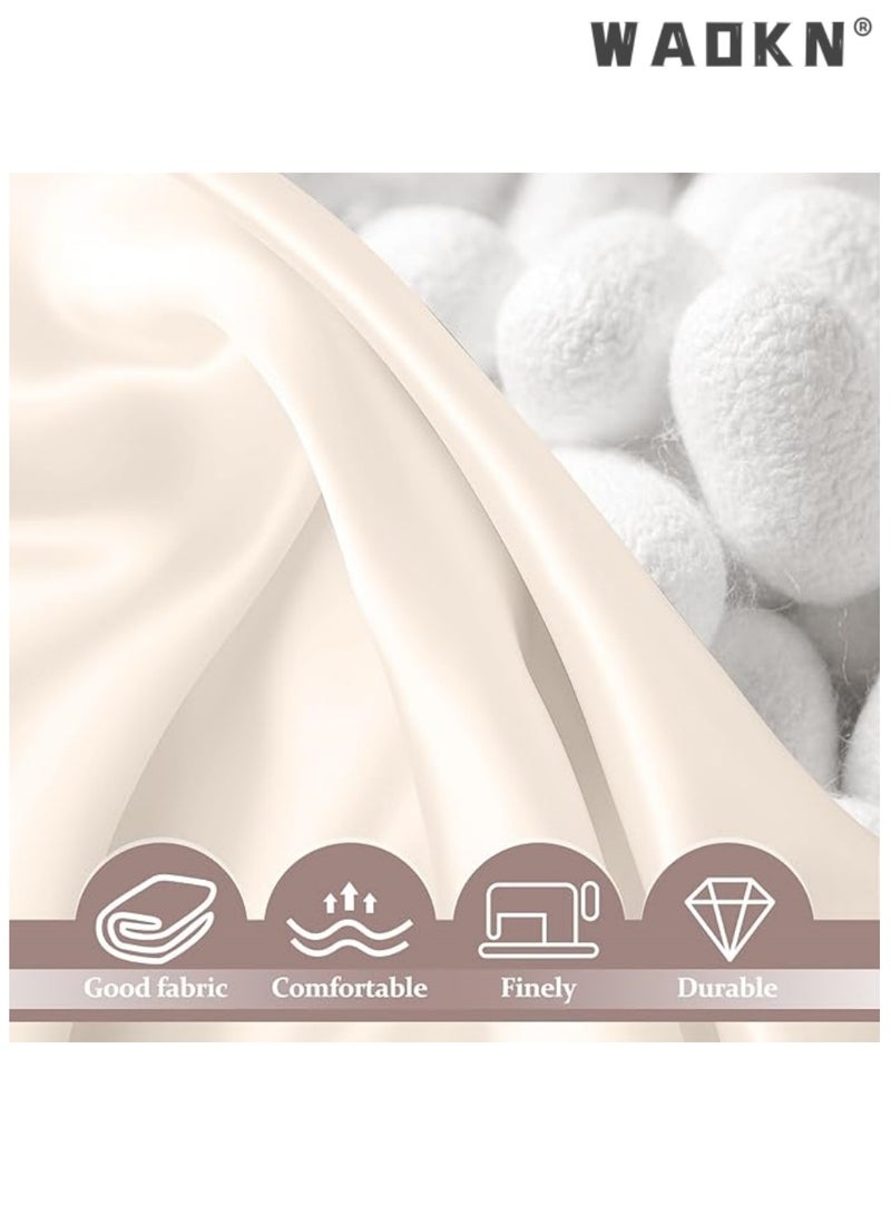 WAOKN 2 Pack 100% Pure Silk Pillowcases for Hair and Skin, Double Sided Mulberry Silk Pillowcase with Invisible Zipper, Cooling Pillowcase 19 Momme, 600 Thread Count Silk Pillowcase Standard Size, Beige - Image 3