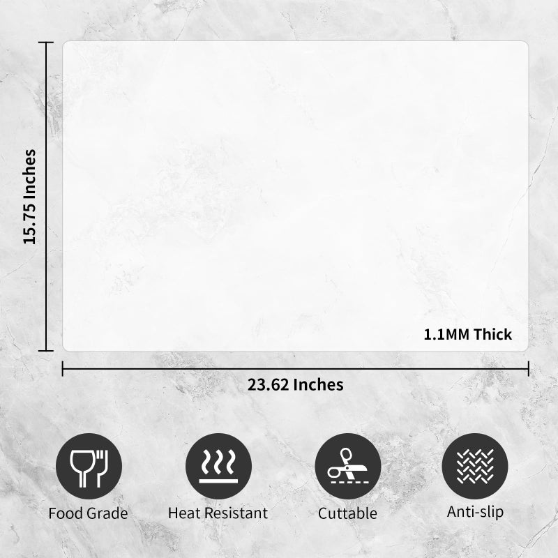 Cuttte Silicone Mat for Kitchen Counter - Cuttte 23.62" x 15.75" Large Heat Resistant Mats for Countertop, Anti-slip Quartz Countertop Protector for Air Fryers Coffee Pots(White Translucent) - Image 2