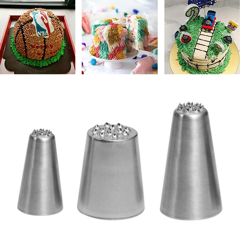 Suuker Grass Piping Tips Set, 3 Pieces Grass Piping Tips for Cake Decorating, Grass Tip for Cake Decorating, Frosting Piping Kit - Image 1