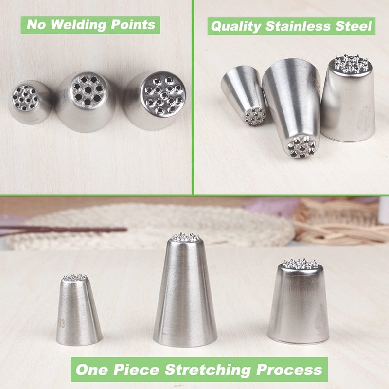 Suuker Grass Piping Tips Set, 3 Pieces Grass Piping Tips for Cake Decorating, Grass Tip for Cake Decorating, Frosting Piping Kit - Image 5