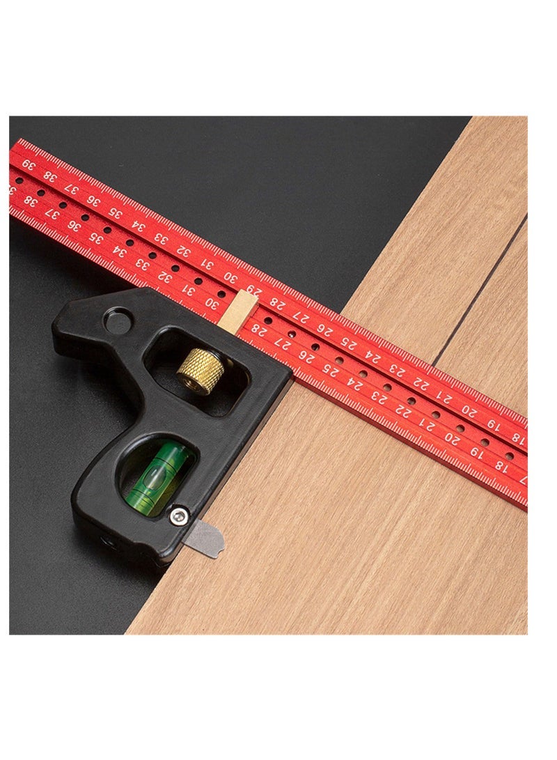 Captaintech Square Set, Square Ruler, Multifunctional Framing Square 30CM, Accurate 90/45 Degree Angles Square tool, Metal Measuring Instrument for DIY Enthusiasts and Professional Carpenters - Image 2