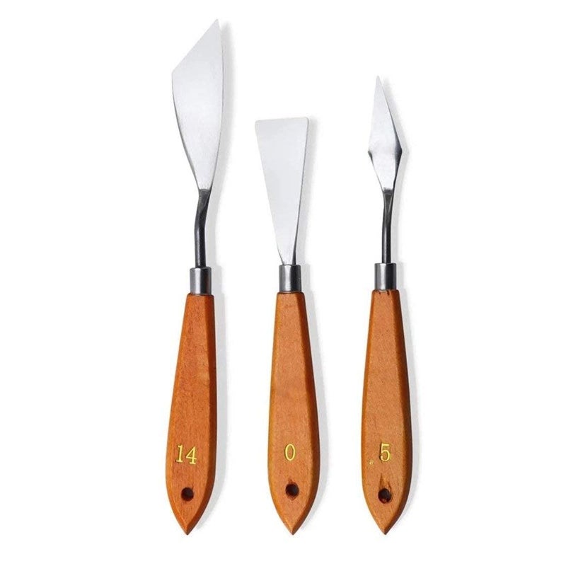 SCHUBERT 3Pcs Stainless Steel Artists Palette Knife Set,Spatula Palette Knife Painting Mixing Scraper, Thin and Flexible Art Tools for Oil Painting, Acrylic Mixing, Etc. - Image 1