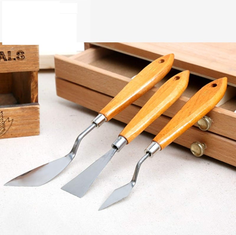 SCHUBERT 3Pcs Stainless Steel Artists Palette Knife Set,Spatula Palette Knife Painting Mixing Scraper, Thin and Flexible Art Tools for Oil Painting, Acrylic Mixing, Etc. - Image 2