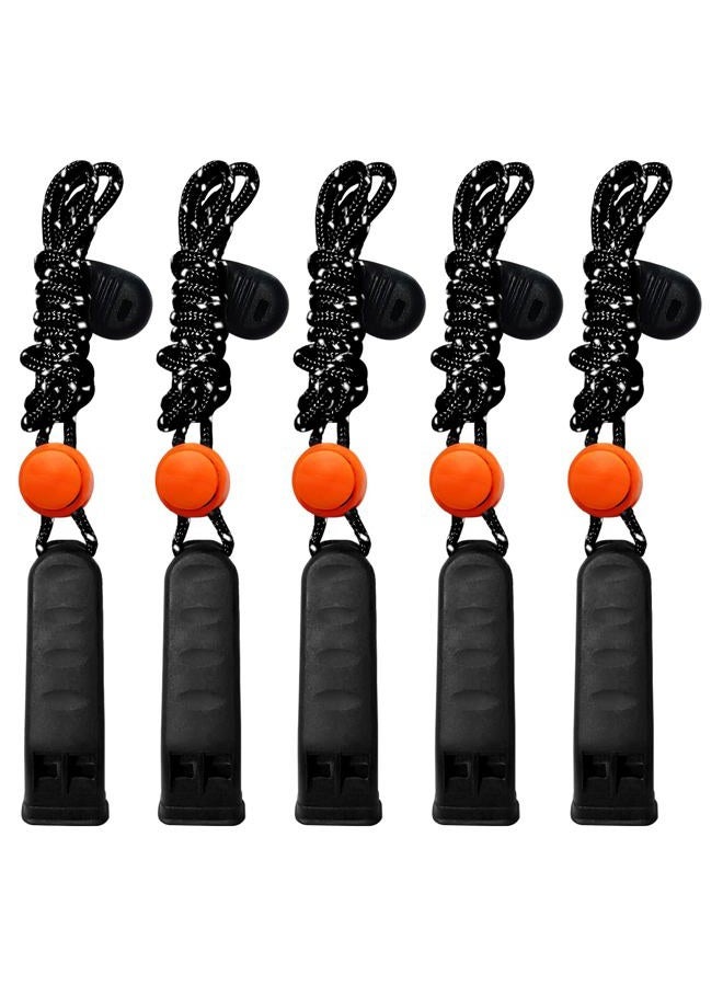 Amzonly Emergency Whistle, Safety Whistle Survival Shrill Loud for Camping Hiking Hunting Boating Fishing Life Vest Jacket Rescue Signaling Kids Lifeguard 5 Pack- Black - Image 1