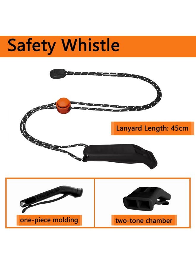 Amzonly Emergency Whistle, Safety Whistle Survival Shrill Loud for Camping Hiking Hunting Boating Fishing Life Vest Jacket Rescue Signaling Kids Lifeguard 5 Pack- Black - Image 2
