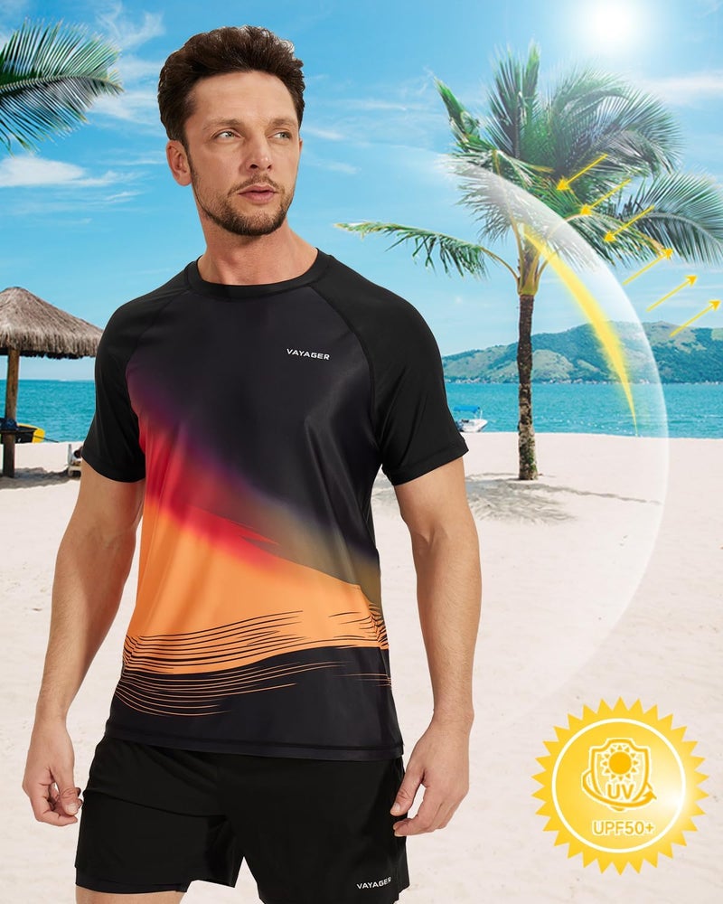VAYAGER Men's Swim Shirts Rash Guard UPF 50+ T Shirts Quick Dry Loose Fit Water Surfing Shirt - Image 3