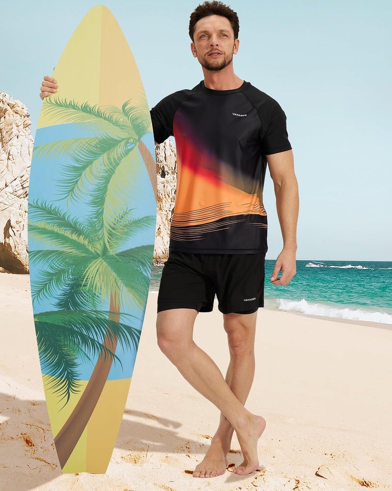 VAYAGER Men's Swim Shirts Rash Guard UPF 50+ T Shirts Quick Dry Loose Fit Water Surfing Shirt - Image 4