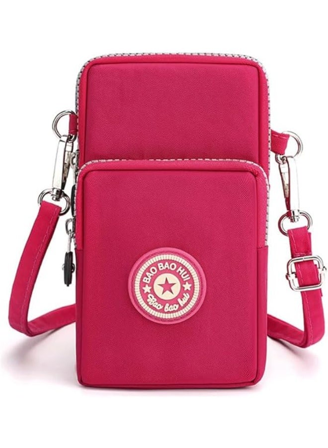 Bukela Universal Small Crossbody Cell Phone Purse, Mini Shoulder Handbag Wallet with Adjustable Strap, Pink - Image 1